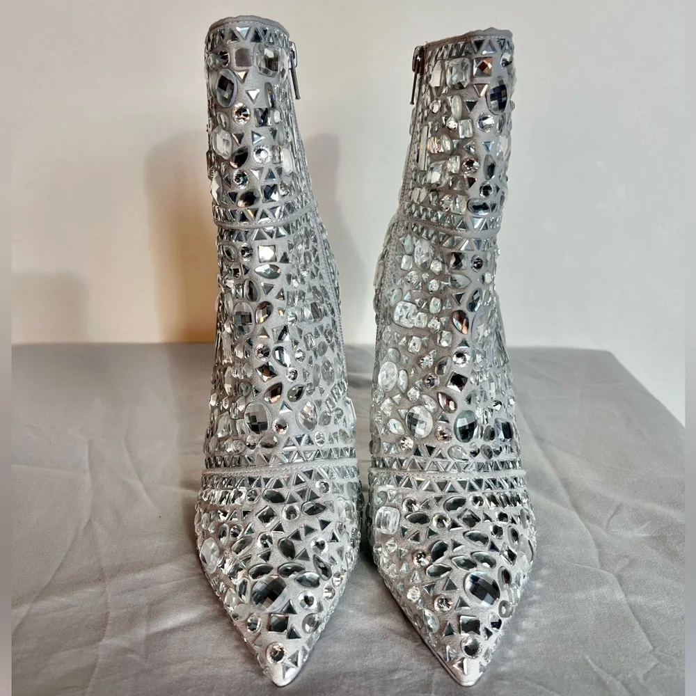 NWOT Steve Madden Crystalle Rhinestones Stilhetto Booties - Picture 5 of 12